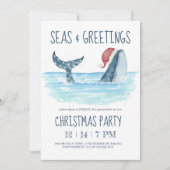 Whale Santa Zee Nautical kerstparty Kaart (Voorkant)