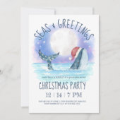Whale Santa Zee Nautical kerstparty Kaart (Voorkant)
