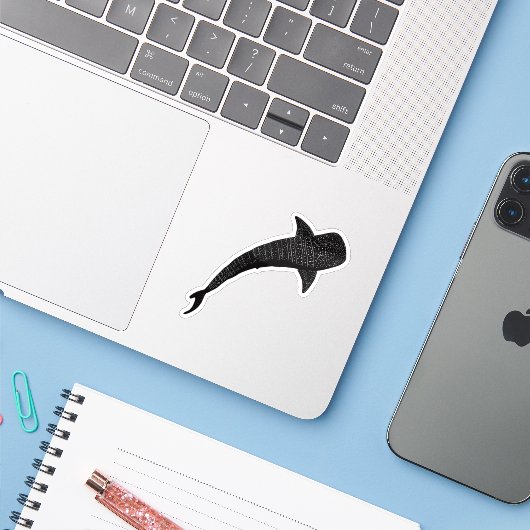 Whale Shark Black & White Sticker (Laptop met iPhone)