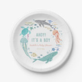 Whale Shark Boy Baby shower Papieren Bordje (Voorkant)