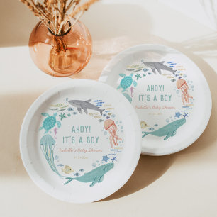 Whale Shark Boy Baby shower Papieren Bordje
