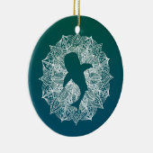Whale Shark Mandala Circle Turquoise Keramisch Ornament (Rechts)
