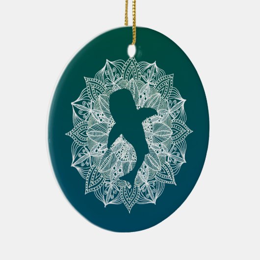 Whale Shark Mandala Circle Turquoise Keramisch Ornament (Rechts)