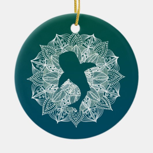 Whale Shark Mandala Circle Turquoise Keramisch Ornament (Voorkant)