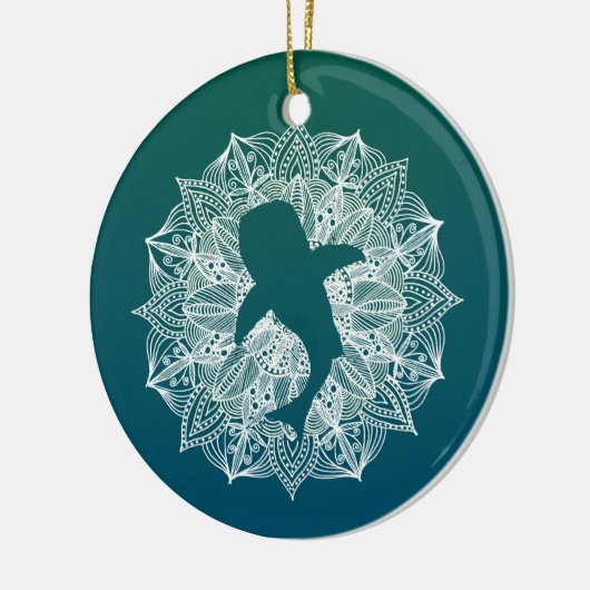 Whale Shark Mandala Circle Turquoise Keramisch Ornament (Links)