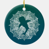 Whale Shark Mandala Circle Turquoise Keramisch Ornament (Achterkant)
