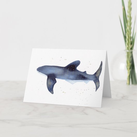 Whale Shark Waterverf met Gold Blank Note Kaart (Voorkant)