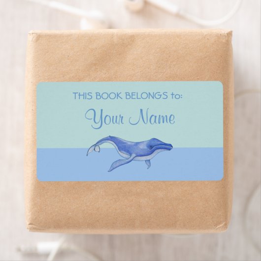 Whale solo Bookplate Sticker Label (Insitu)