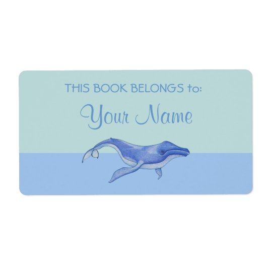 Whale solo Bookplate Sticker Label (Voorkant)