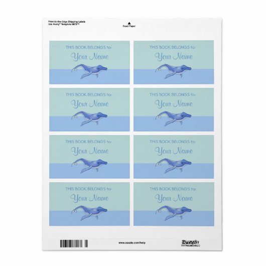 Whale solo Bookplate Sticker Label (Full Sheet)