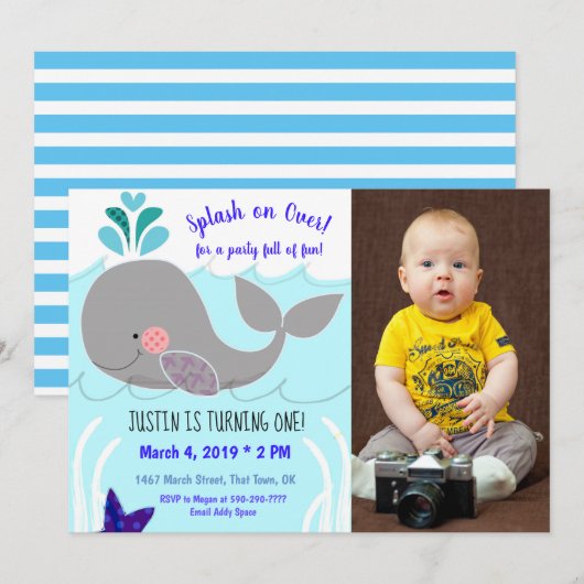 Whale Splash over de eerste uitnodiging op vrijdag (Voorkant / Achterkant)