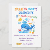 Whale Summer Birthday Inivitation Card  Kaart (Voorkant)