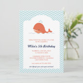 Whale Swim Summer Birthday Party Invitation Kaart (Staand voorkant)