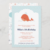 Whale Swim Summer Birthday Party Invitation Kaart (Voorkant / Achterkant)
