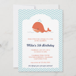 Whale Swim Summer Birthday Party Invitation Kaart