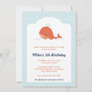 Whale Swim Summer Birthday Party Invitation Kaart
