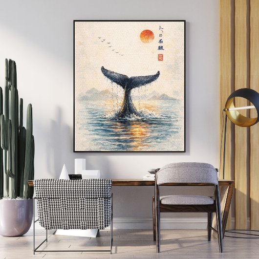 Whale Tail Art Print | Japanese Style Poster