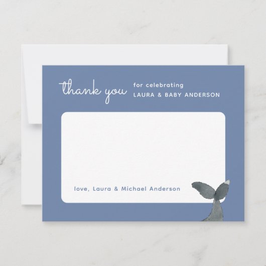 Whale Tail Baby shower Bedankkaart (Voorkant)
