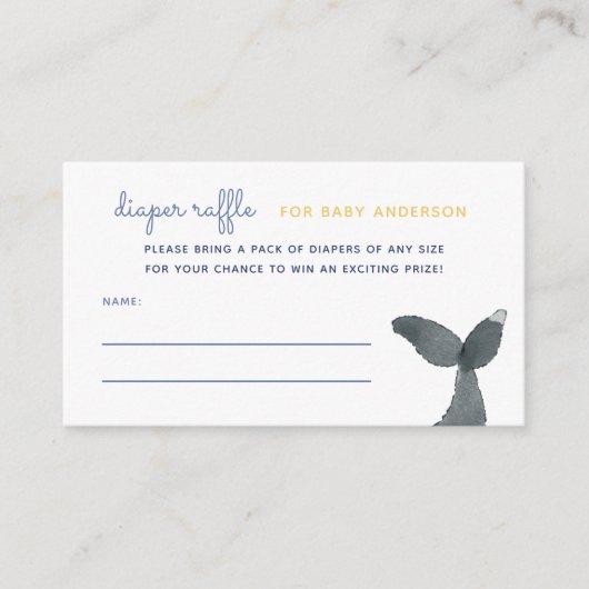 Whale Tail Baby shower Luier Raffle Informatiekaartje (Voorkant)