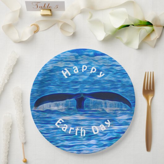 Whale Tail Blue Ocean Happy Earth Dag Papieren Bordje (Huwelijk)