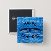 Whale Tail Blue Ocean Happy Earth Dag Vierkante Button 5,1 Cm (Voorkant /achterkant)