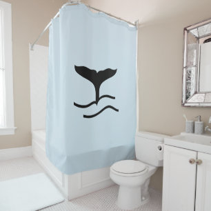 Whale Tail Blue Shower Curtain Douchegordijn