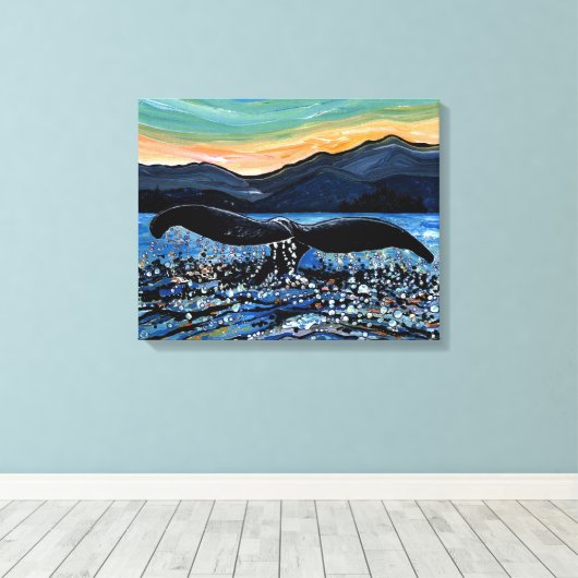 Whale Tail Canvas Afdruk (Insitu (Houten vloer))