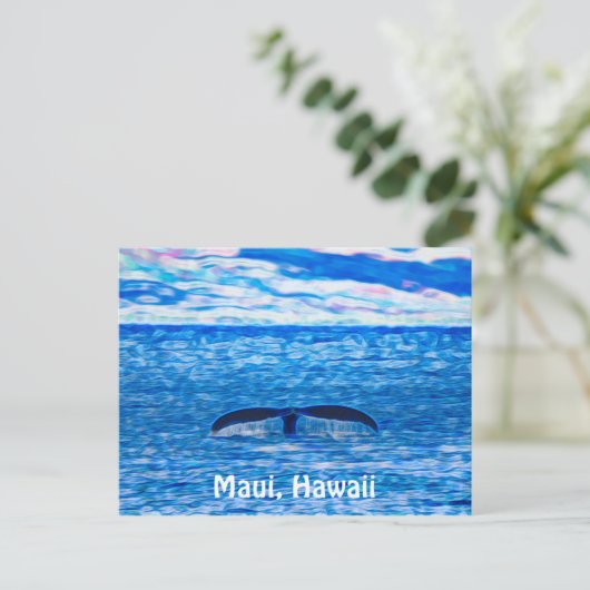 Whale Tail Fractal Blue en Roze Briefkaart (Staand voorkant)