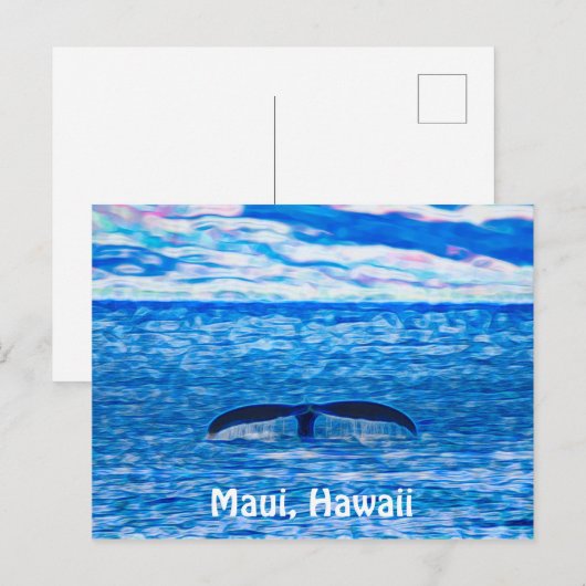 Whale Tail Fractal Blue en Roze Briefkaart (Voorkant / Achterkant)