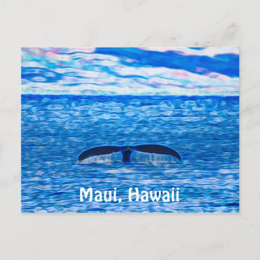 Whale Tail Fractal Blue en Roze Briefkaart (Voorkant)