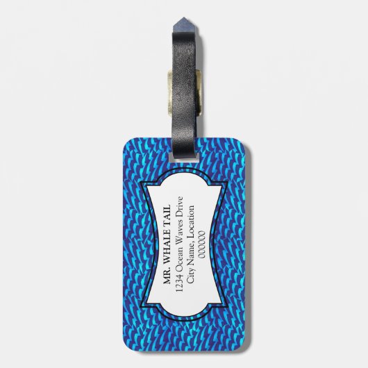 Whale Tail Ocean Waves Sunburst gepersonaliseerd Bagagelabel (Achterkant verticaal)
