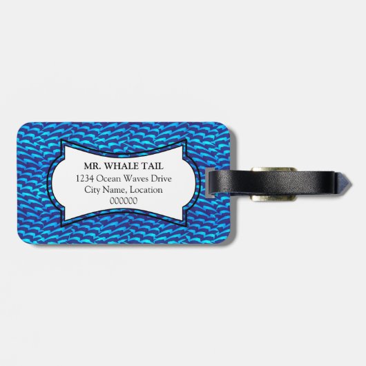 Whale Tail Ocean Waves Sunburst gepersonaliseerd Bagagelabel (Achterkant horizontaal)
