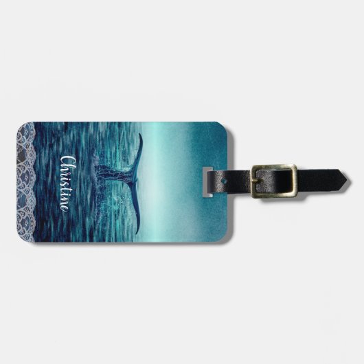 Whale Tail over Ocean Custom Bagagelabel (Voorkant horizontaal)