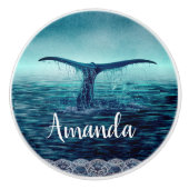 Whale Tail over Ocean Custom Keramische Knop (Voorkant)