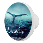 Whale Tail over Ocean Custom Keramische Knop (Rechts)