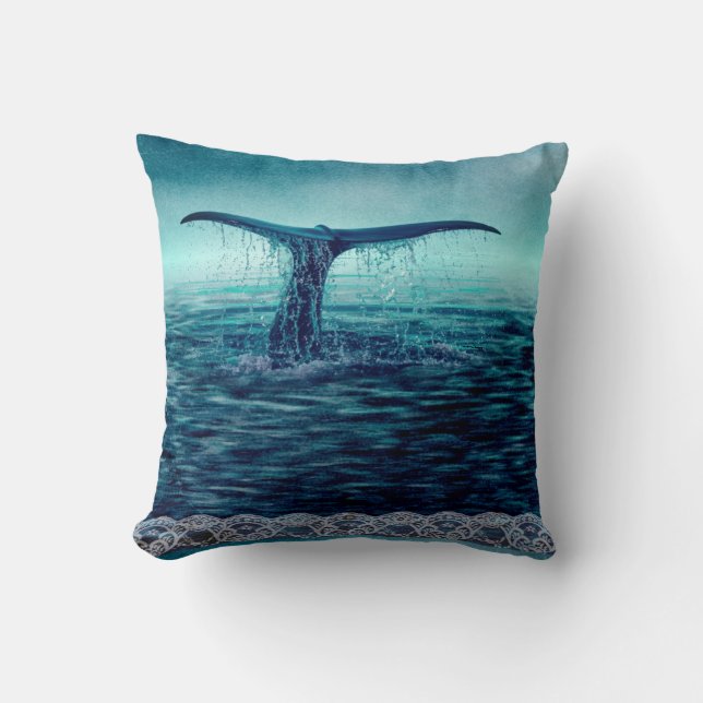 Whale Tail over Ocean Custom Kussen (Voorkant)