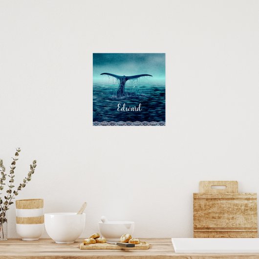 Whale Tail over Ocean Custom Poster (Keuken)