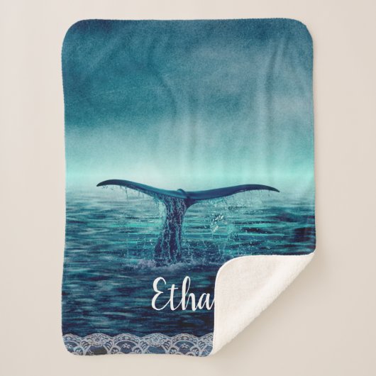 Whale Tail over Ocean Custom Sherpa Deken (Voorkant)