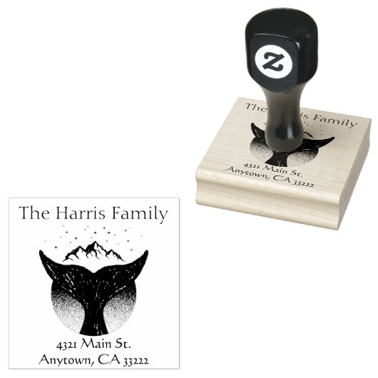 Whale Tail Silhouette gepersonaliseerd Rubberstempel (Gestempeld)