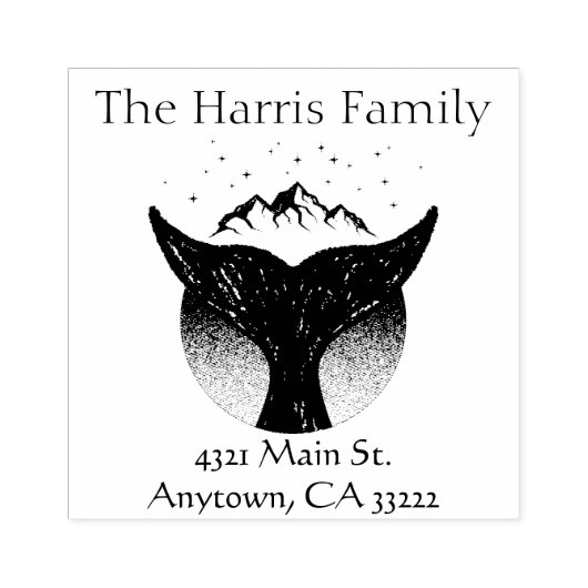 Whale Tail Silhouette gepersonaliseerd Rubberstempel (Afrduk)