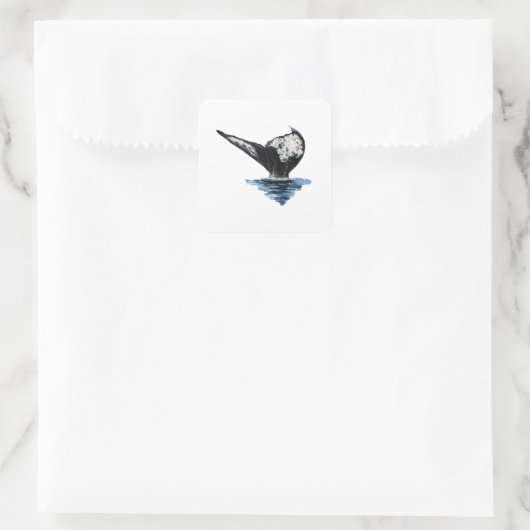 Whale Tail Vierkante Sticker (Tas)