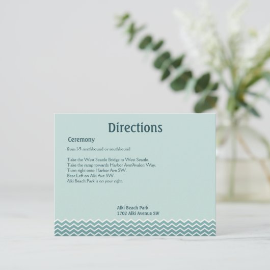 Whale Tail Wedding Directions Briefkaart (Staand voorkant)