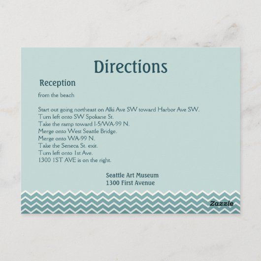 Whale Tail Wedding Directions Briefkaart (Achterkant)