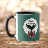 Whale Tail Zwart Wit Plaid Bow Kerstmis Mok