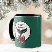 Whale Tail Zwart Wit Plaid Bow Kerstmis Mok