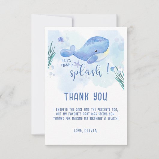 Whale Tastic Blue Verjaardag Bedankt Card (Voorkant)