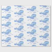 Whale Tastic Blue Verjaardag Cadeaupapier (Vlak)