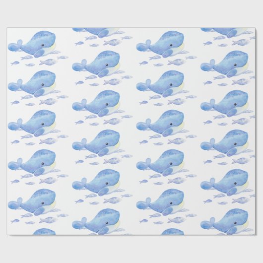 Whale Tastic Blue Verjaardag Cadeaupapier (Vlak)