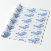 Whale Tastic Blue Verjaardag Cadeaupapier (Uitgerold)
