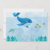 Whale Theme Eerste Verjaardag Uitnodiging (Achterkant)